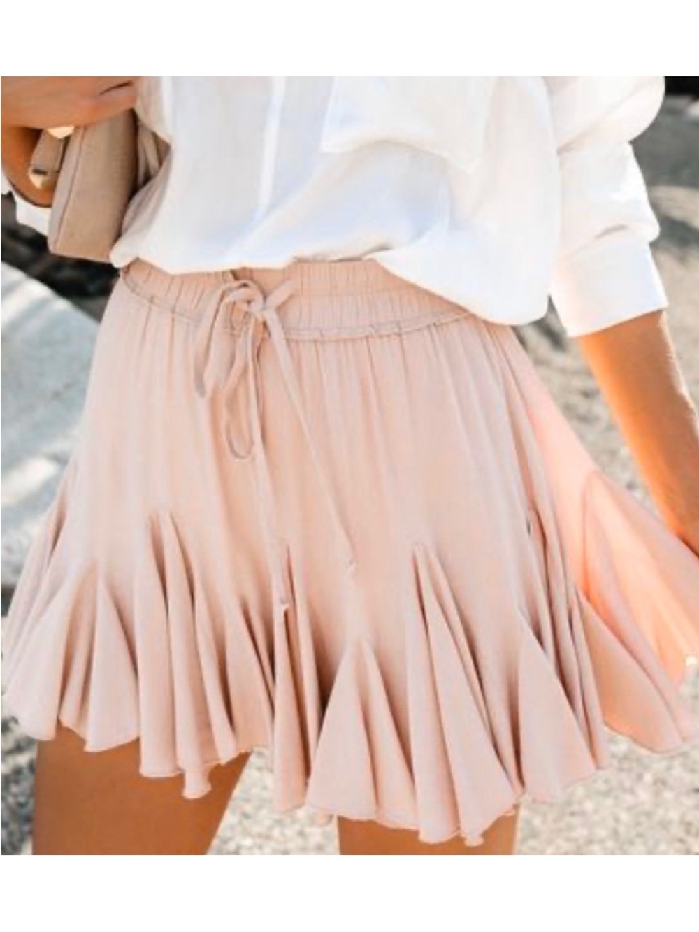 Vici Blush Pink Mini Skirt with Ruffle Hem